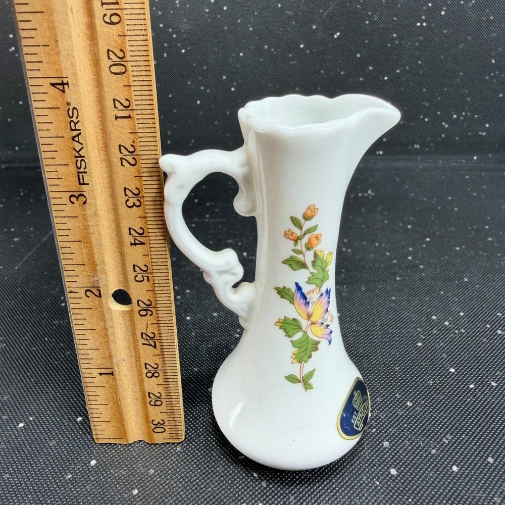 Aynsley Cottage Garden Miniature Pitcher Fine Bone China Butterfly Floral 4in